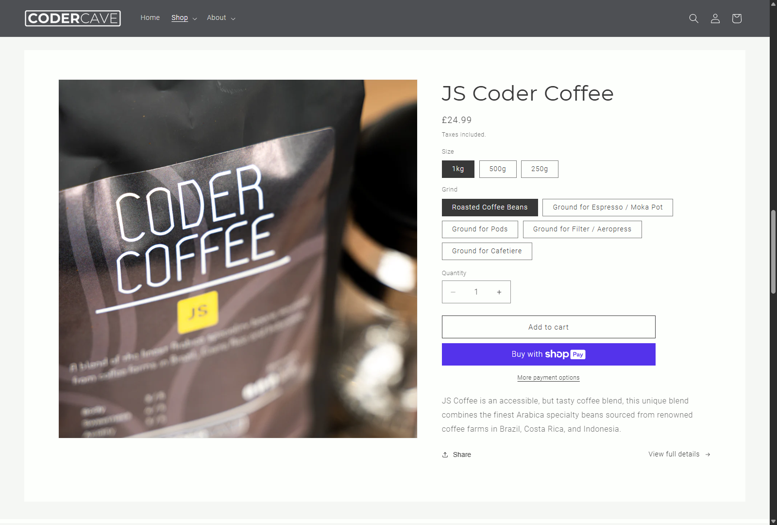 Coder Cave product listing page