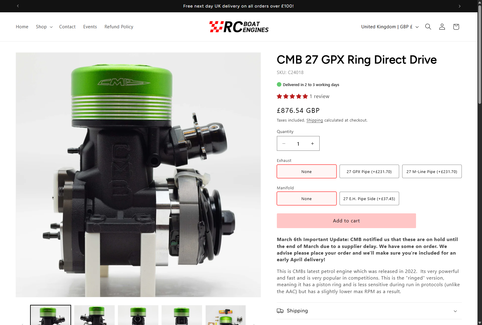 RC Boat Engines product listing page