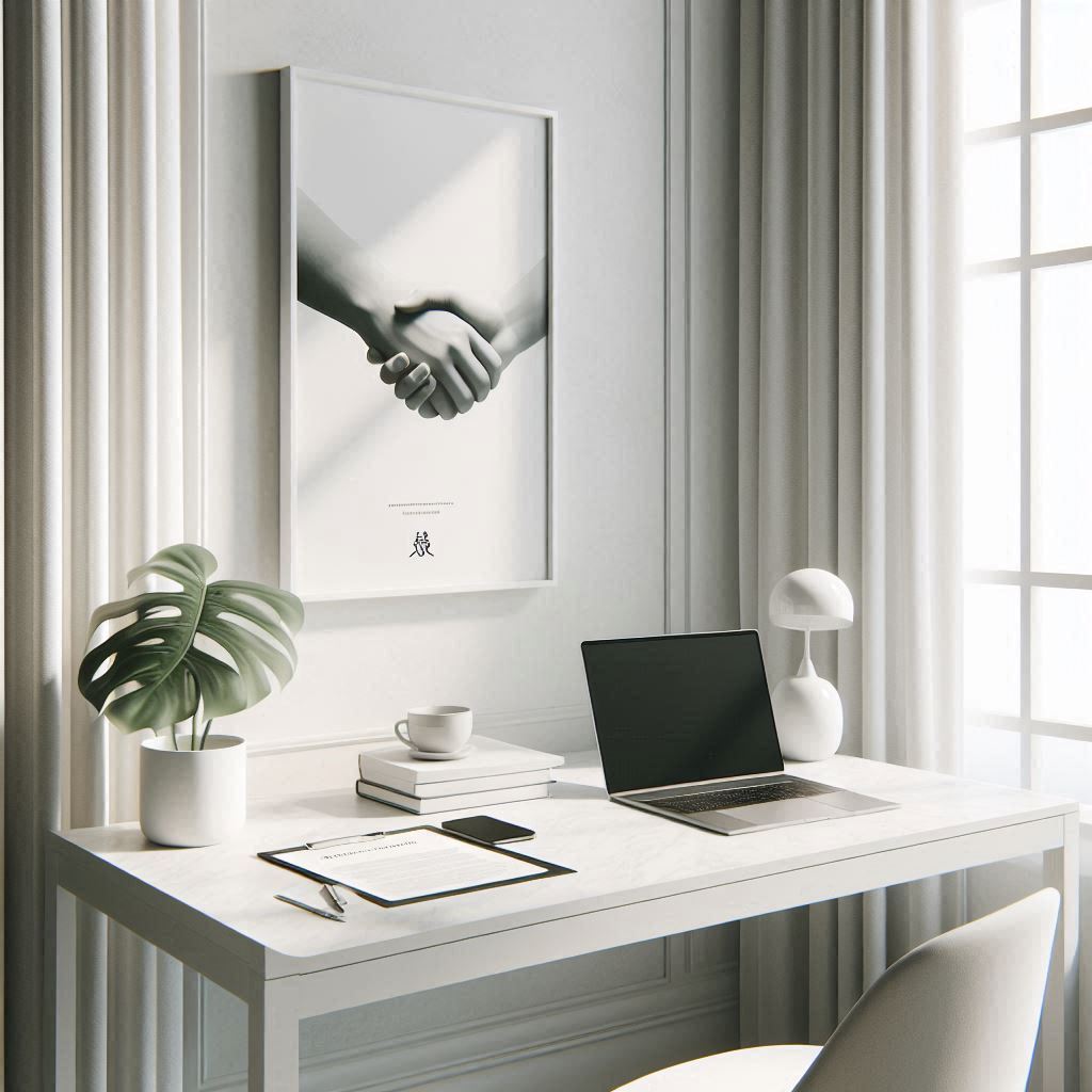A clean minimal desk with a laptop and notepad suggesting an ongoing partnership